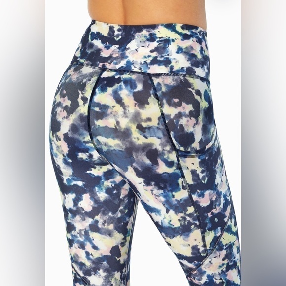 Marika Ignite Side Pocket Mid Calf Capri legging in Black Iris Watercolor Camo - Picture 10 of 10